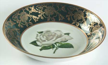 Chantilly Dark Green (Gold Floral) Fruit/Dessert (Sauce) Bowl
