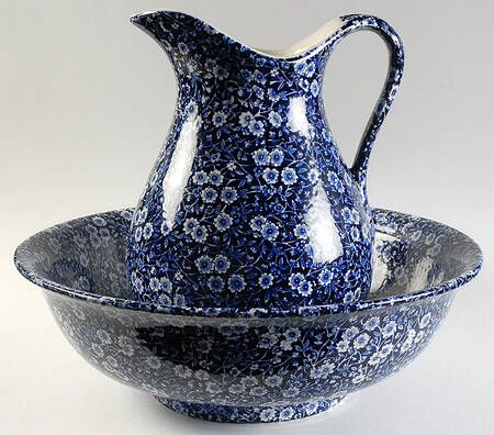 Calico Blue (Burleigh Stamp) 128 Oz Pitcher and Bowl Set