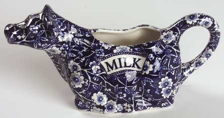 Calico Blue (Burleigh Stamp) Cow Creamer