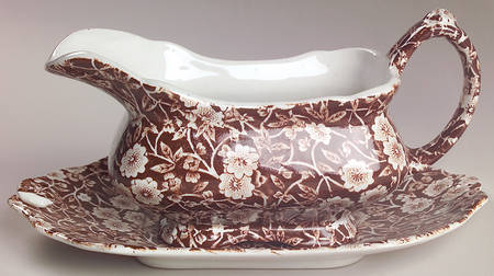 Calico Brown Gravy Boat & Underplate