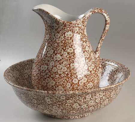 Calico Brown 128 Oz Pitcher and Bowl Set