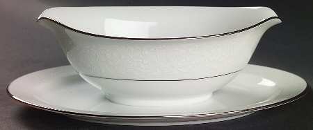 Brocade Gravy Boat with Attached Underplate