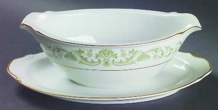 Contessa Green Gravy Boat with Attached Underplate