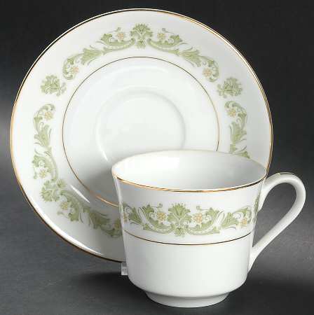 Contessa Green Flat Cup & Saucer Set