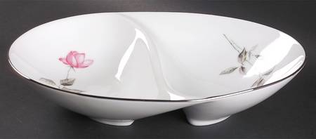 Dawn Rose 11" Oval Divided Vegetable Bowl