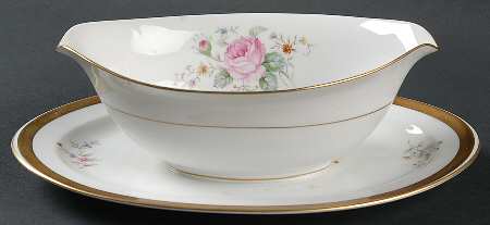 Dresden Bouquet Gravy Boat with Attached Underplate