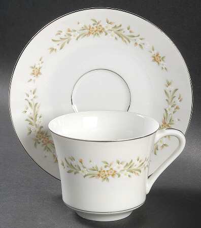 Mayfair (Platinum Trim) Flat Cup & Saucer Set
