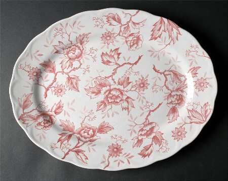 Pink Flora 16" Oval Serving Platter