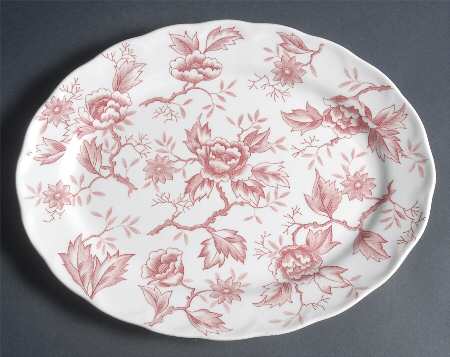 Pink Flora 12" Oval Serving Platter