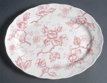 Pink Flora 12" Oval Serving Platter