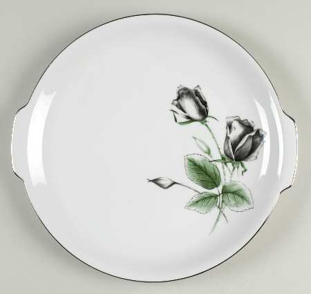 Midnight Rose Handled Cake Plate