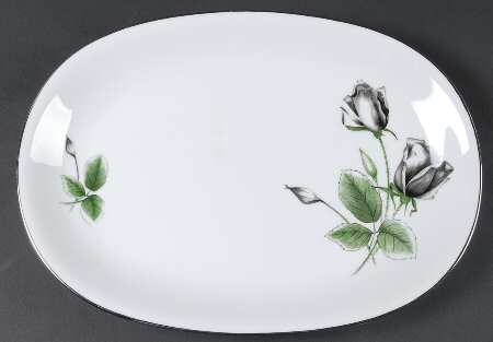Midnight Rose 13" Oval Serving Platter