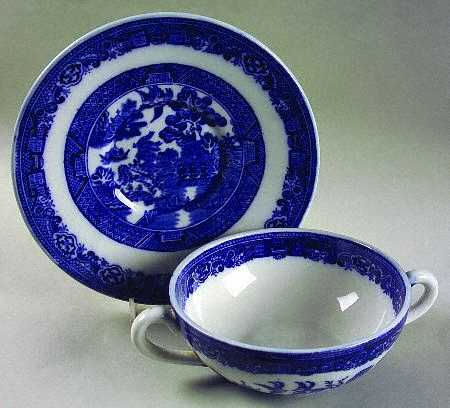 Willow Blue (Smooth) Flat Cream Soup Bowl & Saucer Set