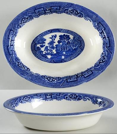 Willow Blue (Smooth) 9" Oval Vegetable Bowl
