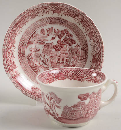 Willow Red Flat Cup & Saucer Set