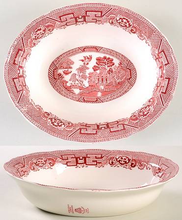 Willow Red 8" Oval Vegetable Bowl