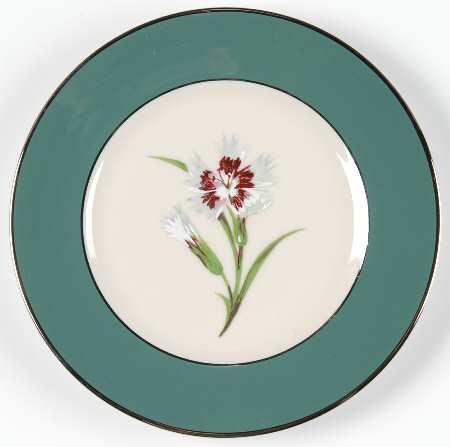 Garden Pinks Green Bread & Butter Plate