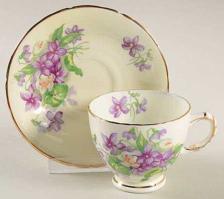 Devon Violets Footed Demitasse Cup & Saucer Set
