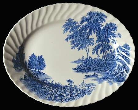 The Ferry Blue 10" Oval Serving Platter