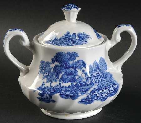 The Ferry Blue Sugar Bowl & Lid