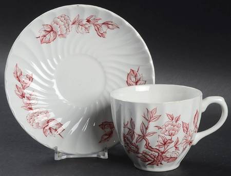 Indian Tree Pink Flat Cup & Saucer Set