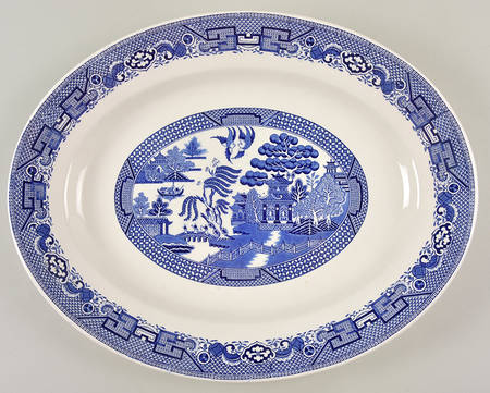 Old Willow Blue 16" Oval Serving Platter