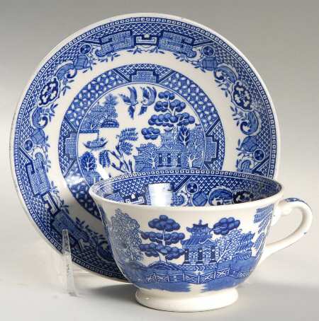 Old Willow Blue Footed Cup & Saucer Set