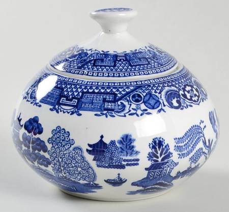 Old Willow Blue Sugar Bowl & Lid