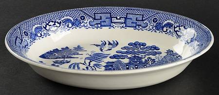 Old Willow Blue 9" Oval Vegetable Bowl