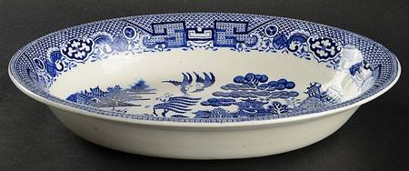 Old Willow Blue 10" Oval Vegetable Bowl