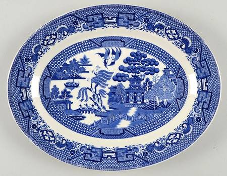 Old Willow Blue 11" Oval Serving Platter