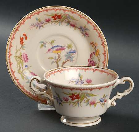 Bombay (Gold Trim) Footed Bouillon Cup & Saucer