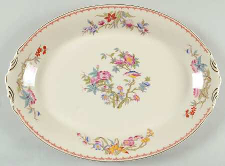 Bombay (Gold Trim) 16" Oval Serving Platter by Syracuse