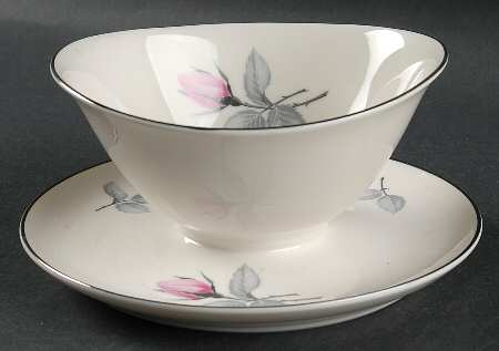 Bridal Rose Gravy Boat with Attached Underplate