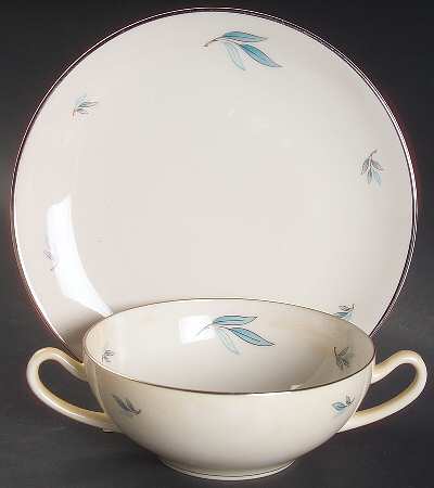 Celeste Flat Cream Soup Bowl & Saucer Set