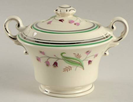 Coralbel (Virginia Shape, Platinum Trim) Sugar Bowl & Lid