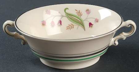 Coralbel (Virginia Shape, Platinum Trim) Footed Cream Soup Bowl