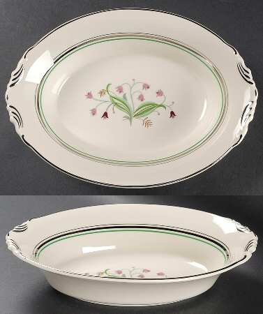 Coralbel (Virginia Shape, Platinum Trim) 10" Oval Vegetable Bowl
