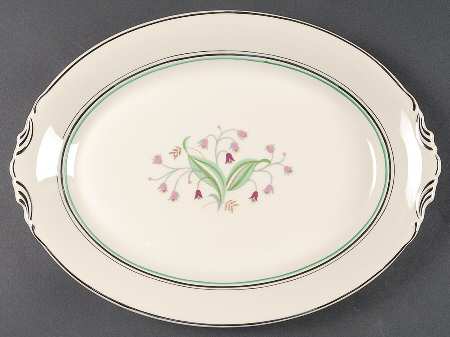 Coralbel (Virginia Shape, Platinum Trim) 12" Oval Serving Platter