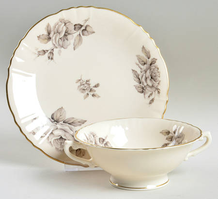Graymont Footed Cream Soup Bowl & Saucer Set