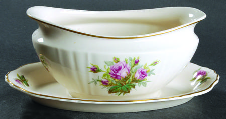 June Rose Gravy Boat with Attached Underplate