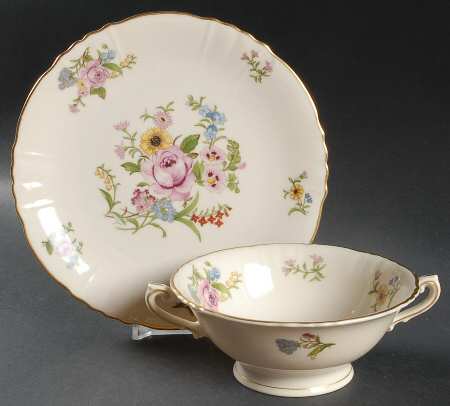 Portland Footed Cream Soup Bowl & Saucer Set