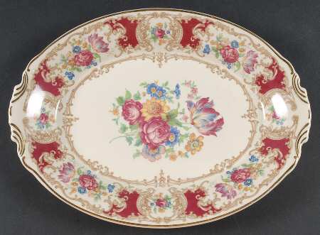 Romance Maroon 12" Oval Serving Platter
