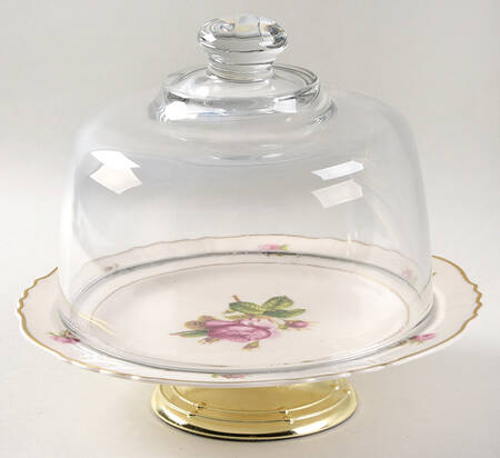 Victoria 6 1/2"-7 1/2" Footed Cheese Plate w/ Glass Dome HC
