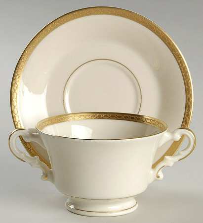 Wayne (No Color Band) Footed Bouillon Cup & Saucer
