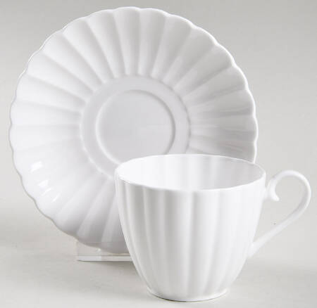 White Flute Flat Cup & Saucer Set