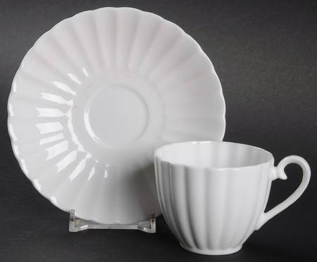 White Flute Flat Demitasse Cup & Saucer Set