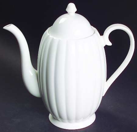 White Flute Coffee Pot & Lid