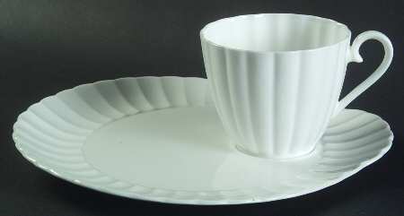 White Flute Snack Plate & Cup Set