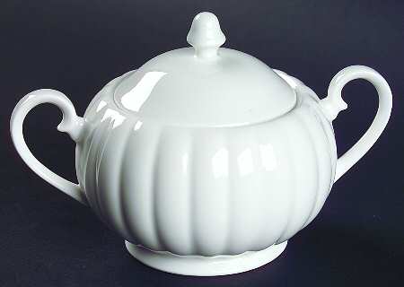White Flute Sugar Bowl & Lid